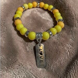 Cheerful Yellow Beaded Love Charm Bracelet